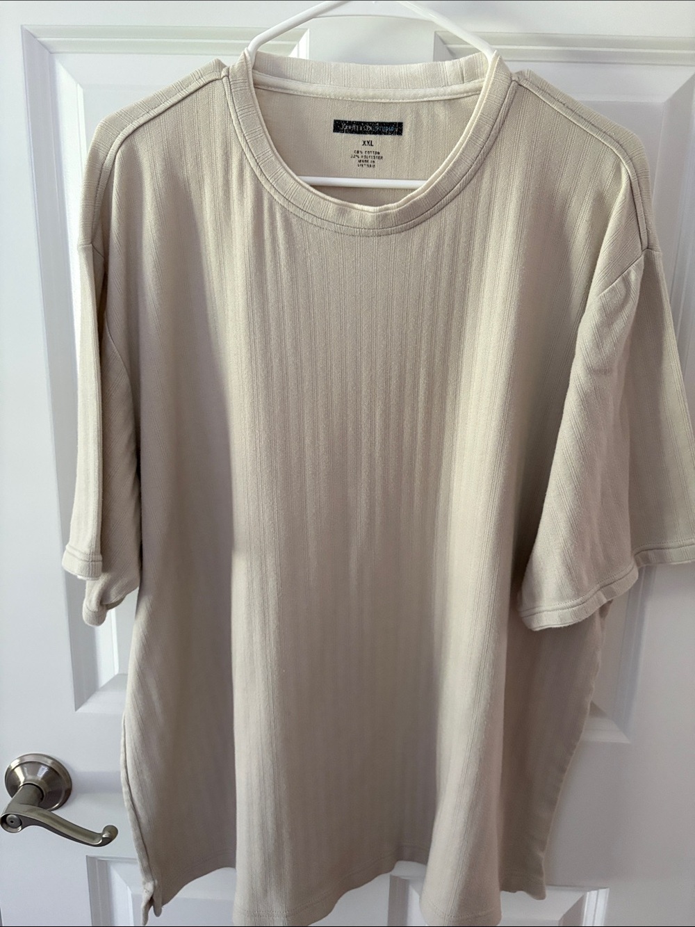 Van Heusen Cream Short-Sleeve Ribbed Tee